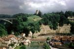 Tower, Valley, River, Homes, Houses, Covered Bridge, Fribourg, Switzerland