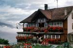 Restaurant, Building, Chimney, Balcony, Valduz, Leichtenstein, Switzerland, CESV03P04_16