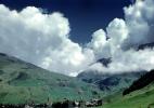 Dramatic clouds, grren mountains, Gothard's Pass, Switzerland, CESV03P08_17