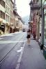 Woman Walking, Curb, Sidewalk, Geneva, Switzerland