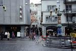 Alley, narrow street, buildings, Water Fountain, aquatics, alleyway, Switzerland, CESV03P12_11