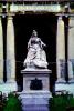 Bibliotheca, statue, queen, woman, columns, pedestal