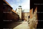 Akershus Fortress, Castle, Tower, Steeple, Courtyard, Building, Oslo, 1950s