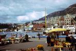 Waterfront, Flowers, Buildings, Docks, Harbor, Bergen, 1950s