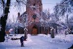 Church, Snow, Steeple, Building, Asker