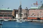 Waterfront, Docks, buildings, skyline, cityscape, Handelsbanken, Grand Hotel, Stockholm