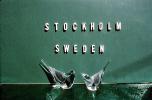 Stockholm Sweden title card, glass birds