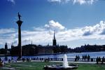 skyline, cityscape, clouds, Water Fountain, Column, Garden, Stockholm, Baltic Sea, CEWV01P07_17