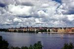 Apartments, buildings, boats, Cumulus Clouds, Stockholm, Baltic Sea, CEWV01P08_02