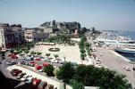 Harbor, Cars, skyline, cityscape, waterfront, Corfu Island, Mediterranean Sea, CEXV01P07_03