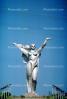 Female Steel Monument, sculpture, memorial, outstretched arms, woman, robe