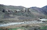 River, Barren Hills, Homes, Houses, Buildings, Village, Town, Svaneti, Caucasus Mountains, CGGV01P13_11