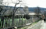 Fence, tree, Buildings, Village, Town, Svaneti, Caucasus Mountains