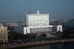The Russian White House Building, Moscow River, Cars