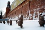 Red-Square, Kremlin Walls, snow, ice, cold, winter, wrapped Bushes, The Senate Tower, CGMV03P04_05