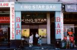 King Star Bar, Street Scene, Shops, signs, signage, buildings, Sidewalk, 1962, 1960s