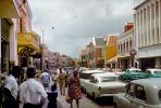 Pedestrians, Woman, Men, Hat, Cars, Shops, Stores, Curacao, 1950s