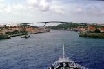 Queen Juliana Bridge, Willemstad, Harbor Entrance, Ship Bow, Flag Pole, Curacao