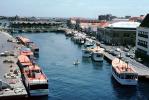 Floating Market, Harbor filled with Excursion Boats, waterfront, buildings, Willemstad, Curacao, CIAV01P04_15