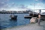 Pontoon Bridge, Dock, boat, buildings, Queen Juliana Bridge, Harbor, Willemstad, Curacao, CIAV01P06_10