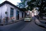 Chevy Belair, Car, Building, Trees, Curb, Sidewalk, Old Havana building, CICV01P10_15