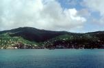 Moored Boats, Town, Coast, Coastline, hills, Harbor, yachting hub, Charlotte Amalie, Saint Thomas, CIUV01P02_19