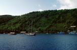 Moored Boats, Coast, Coastline, hills, Harbor, boats, yachting hub, Cay, Tortola Islands, British Virgin Islands, CIUV01P03_01