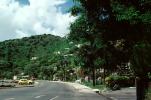 Road, Town, Cars, hills, Tortola Island, British Virgin Islands, CIUV01P03_06