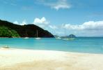 Beach, Sand, boats, Coast, Coastline, hills, Cane Garden Bay, Tortola Island, British Virgin Islands, CIUV01P03_10