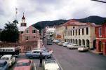 Downtown Saint Croix, Cars, Buildings, Shops, June 1965
