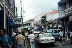 Main Street, Cars, Shops, People, crowded, Afro-Caribbean People, Saint Thomas, CIUV01P05_02