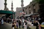 Mosques of Rifai and Sultan Hasan, Crowded Street Scene, Buildings, Cars, Minarets, Cairo