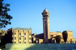 Clock Tower, Al-Azhar University Hospital, Cars, Buildings, Landmark, Cairo, CJEV02P09_03