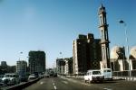 Mosque, Minaret, Tower, Building, Street, cars, Automobiles, Vehicles, Cairo, 1960s, CJEV03P07_01