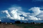 Cumulonimbus Clouds, village, buildings, houses, Fada-Ngourma, Gourma province, CJFV01P02_15