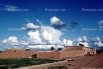Wall, Cumulonimbus Clouds, village, buildings, houses, Fada-Ngourma, Gourma province, CJFV01P02_16