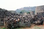 Great Zimbabwe Ruins, Stone Wall, fields, trees, mountain