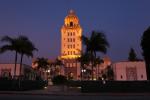 Beverly Hills City Hall, Tower, Government Building, landmark, night, nighttime, dusk, CLAD01_198