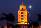 Beverly Hills City Hall, Tower, Government Building, landmark, night, nighttime, dusk, CLAD01_202