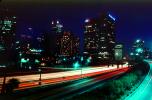 Downtown Los Angeles at night, Interstate Highway I-10, buildings, highrise
