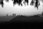 sunset, skyline, smog, haze, buildings, hill, people, CLAV02P03_15BW