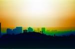 sunset, skyline, smog, haze, buildings, hill, people, CLAV02P04_01B