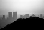 sunset, skyline, smog, haze, buildings, hill, people, CLAV02P04_02BW