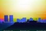 sunset, skyline, smog, haze, buildings, hill, people, CLAV02P04_04