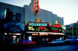 Hollywood Movie Theater building, neon sign, art deco, marquee