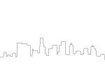 Los Angeles downtown skyline outline, cityscape, line drawing, shape
