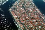 Balboa Island, Harbor, Docks, Boats, rooftops, homes, houses, buildings, Balboa Island, Beach, Sand, Ocean, CLAV03P12_10