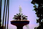 Water Fountain, aquatics, Palm Trees, pond
