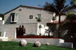 Big Round Cement Balls on a lawn, Home, House, Los Feliz, CLAV05P03_18