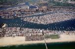 Harbor, Docks, Boats, rooftops, homes, houses, buildings, Balboa Island, Beach, Sand, Ocean, CLAV06P05_07